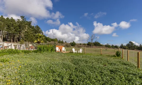 a backyard of a house with lots of green space
