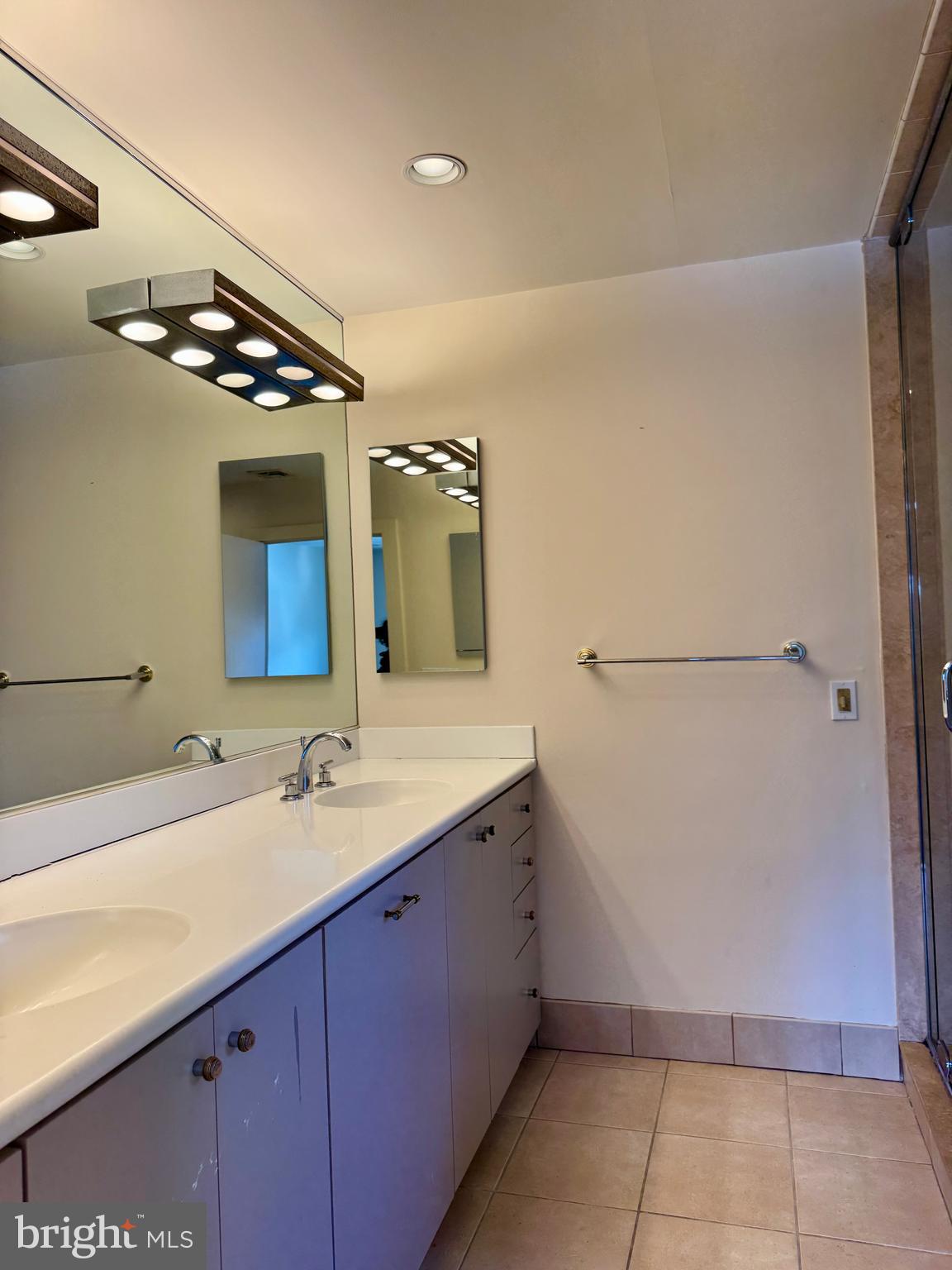 8233 Fairview Road Elkins Park, PA 19027 - Photo 21 of 36 a bathroom with a sink a large mirror and a shower