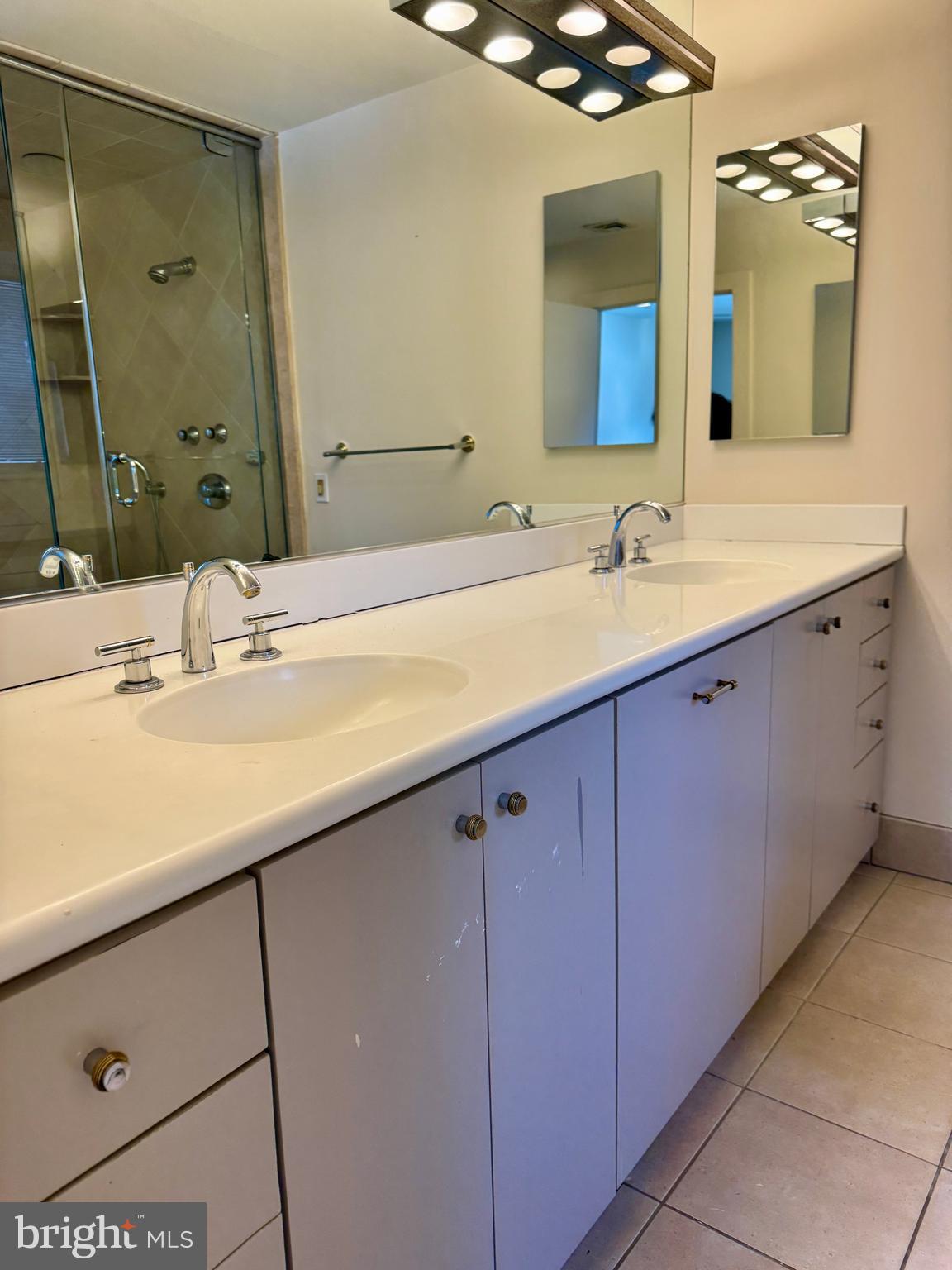8233 Fairview Road Elkins Park, PA 19027 - Photo 25 of 36 a bathroom with a double vanity sink and a mirror