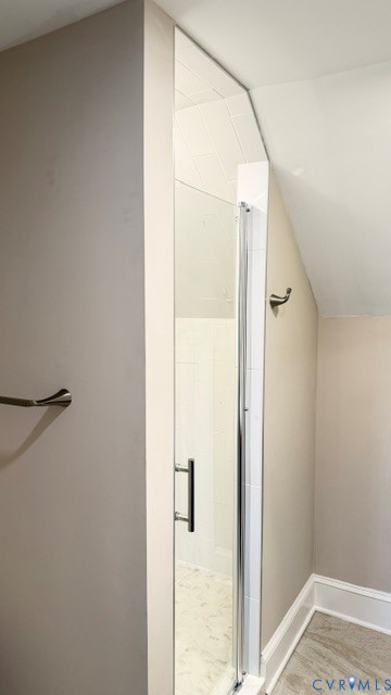 4337 Three Chopt Road Gum Spring, VA 23065 - Photo 14 of 23 Glass-enclosed shower with a modern handle, white