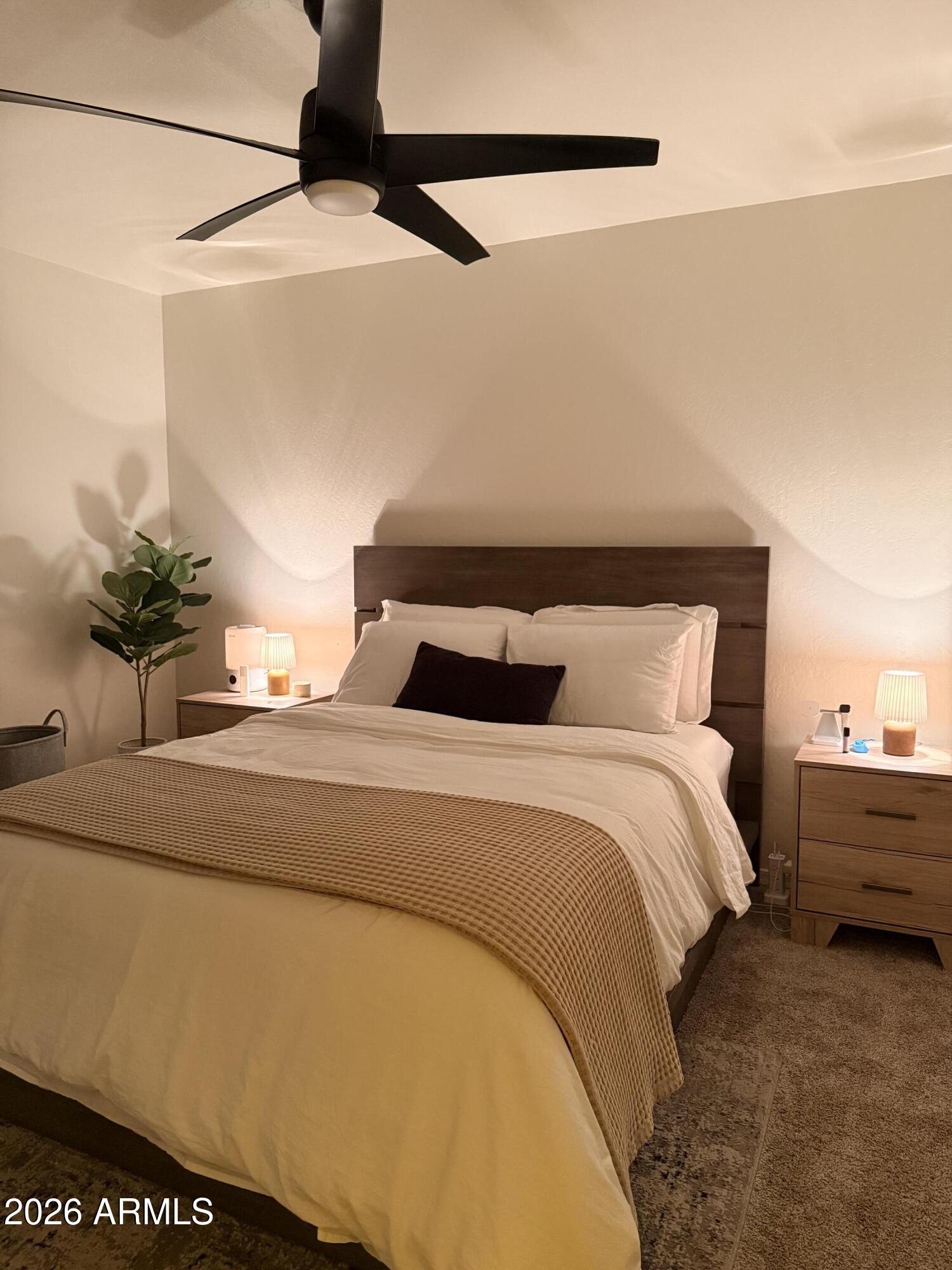 2554 West Kathleen Road Phoenix, AZ 85023 - Photo 14 of 22 a bedroom with a bed and a potted plant