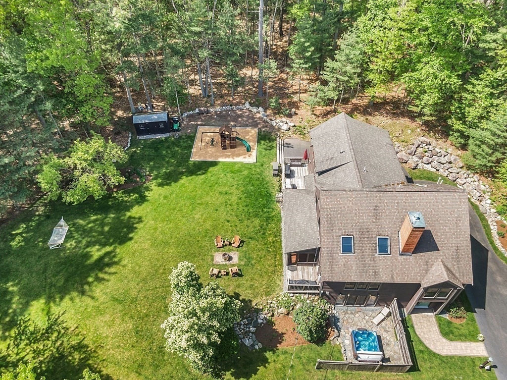 3 Valley Road North Reading, MA 01864 - Photo 34 of 42 an aerial view of a house with garden space sitting space and trees