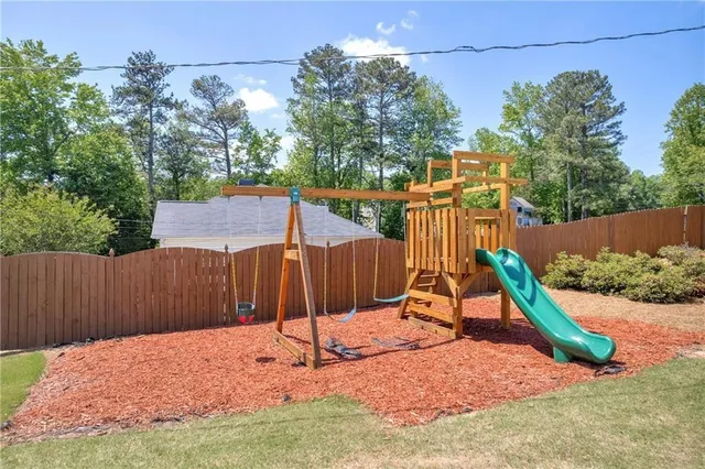 a garden view with a backyard