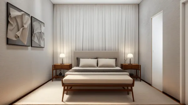 a bedroom with a bed and cupboard