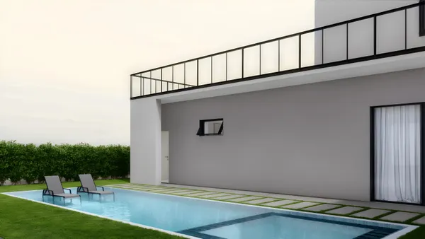 a view of balcony with furniture