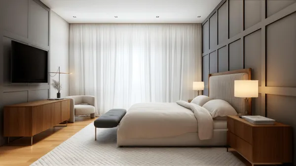 a bedroom with a bed and a flat screen television