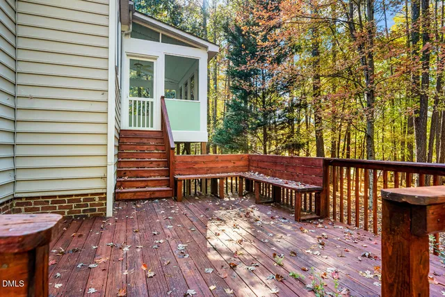 a view of a wooden deck