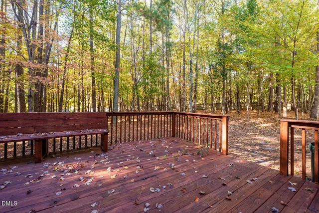 a view of a porch with a small yard