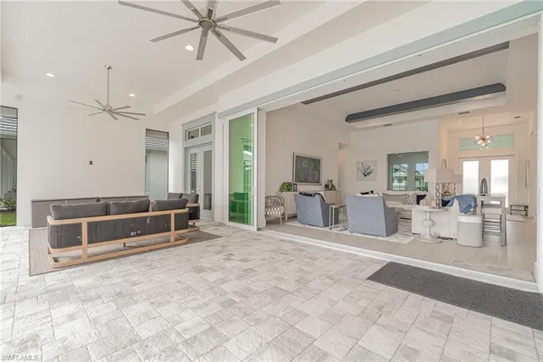 a view of a hall with living room