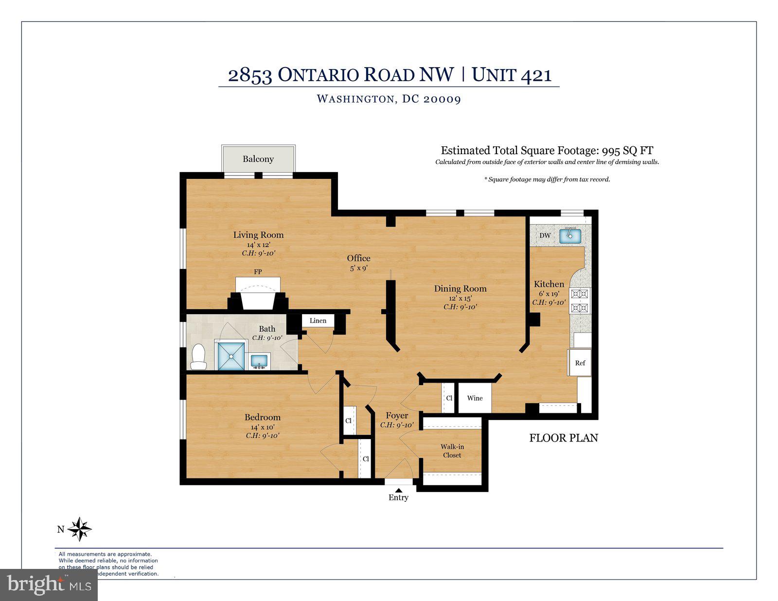 2853 Ontario Road Northwest, Unit 421 Washington, DC 20009 - Photo 33 of 33 2853 Ontario Rd NW #421 Floor Plan