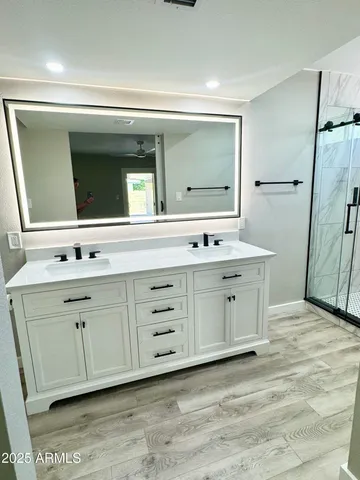 a bathroom with a shower