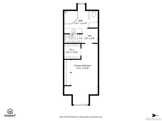 a picture of floor with a white wall and a painting