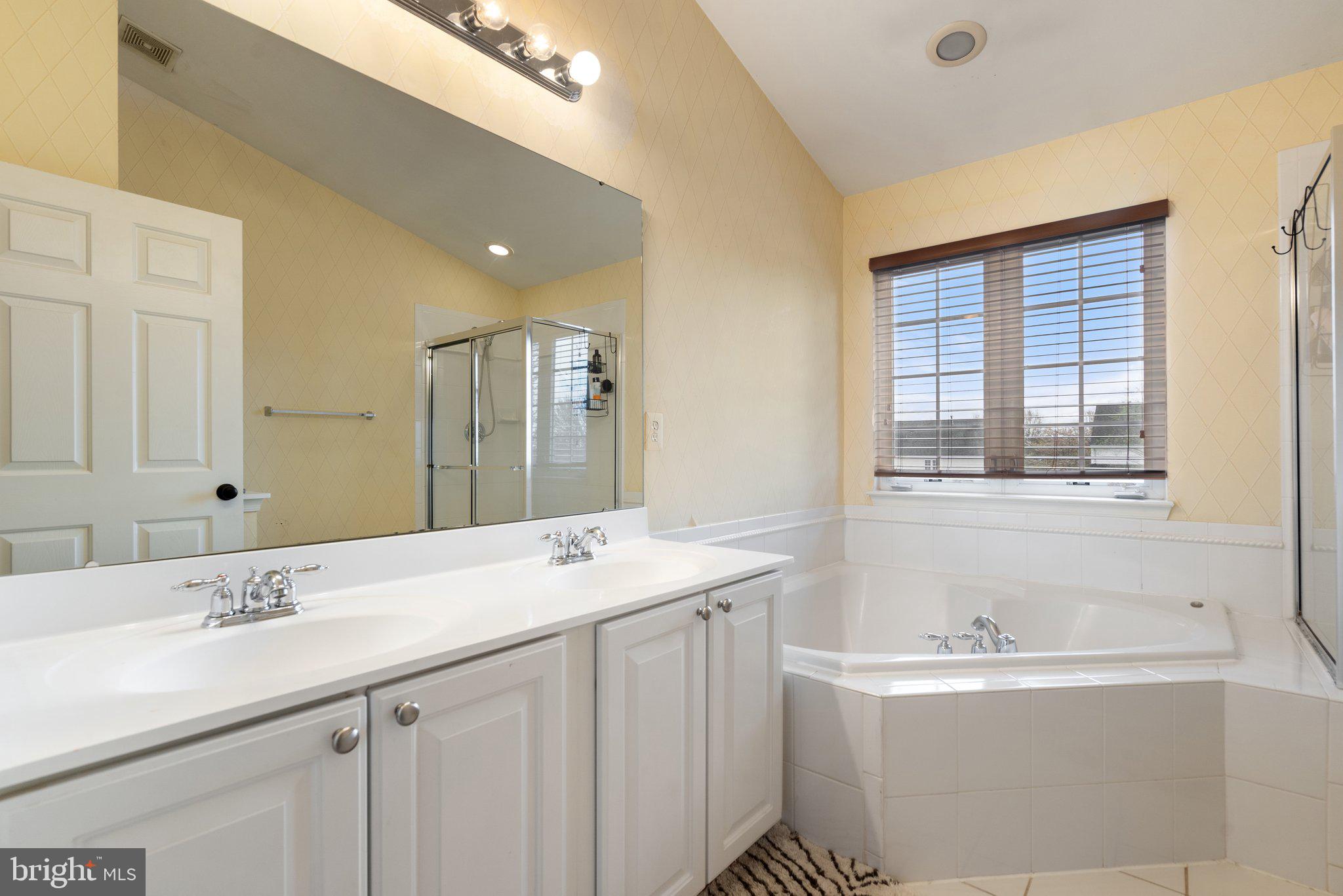 6754 Stapleton Place Gainesville, VA 20155 - Photo 21 of 39 a bathroom with a bathtub sink double vanity and mirror