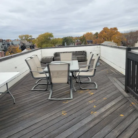 a view of a terrace with seating space