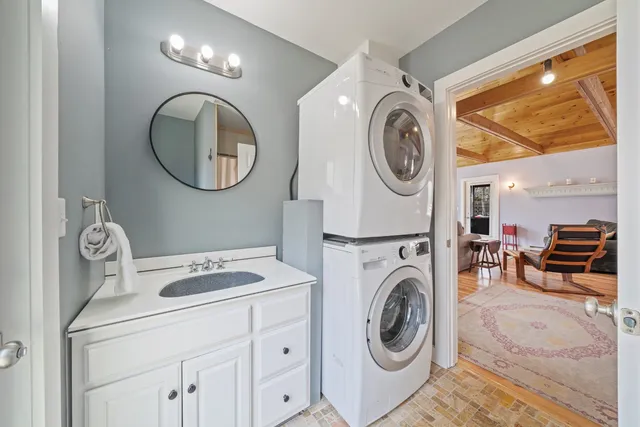 a view of a lake with sunset view