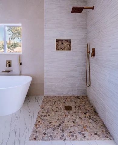 a bathroom with a shower