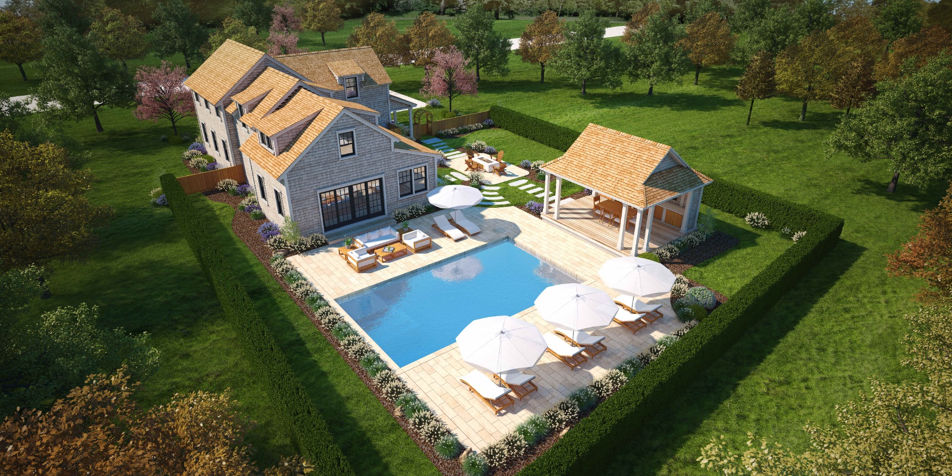 7 Gray Avenue Nantucket, MA 02554 - Photo 2 of 3 an aerial view of a house with a garden