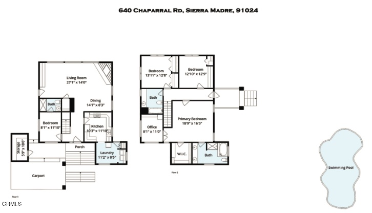 640 Chaparral Road Sierra Madre, CA 91024 - Photo 25 of 25 a picture of a floor plan