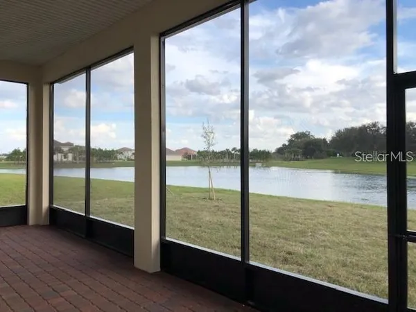 a view of lake from a window
