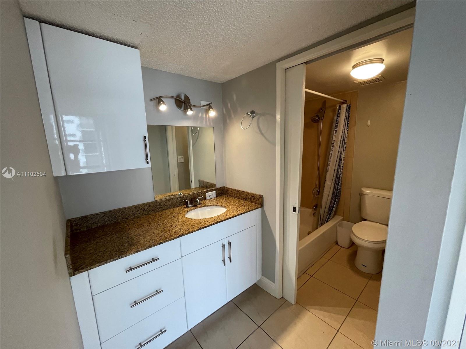 16909 North Bay Road, Unit 807 Sunny Isles Beach, FL 33160 - Photo 10 of 17 a bathroom with a granite countertop sink toilet and mirror