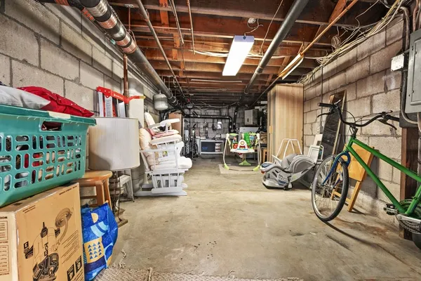 a view of garage with couch
