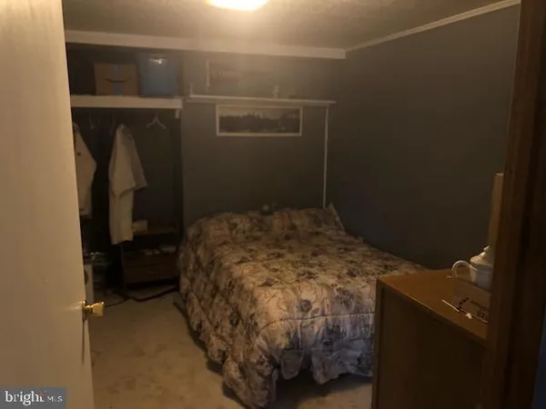 a bedroom with a bed and a walk in closet