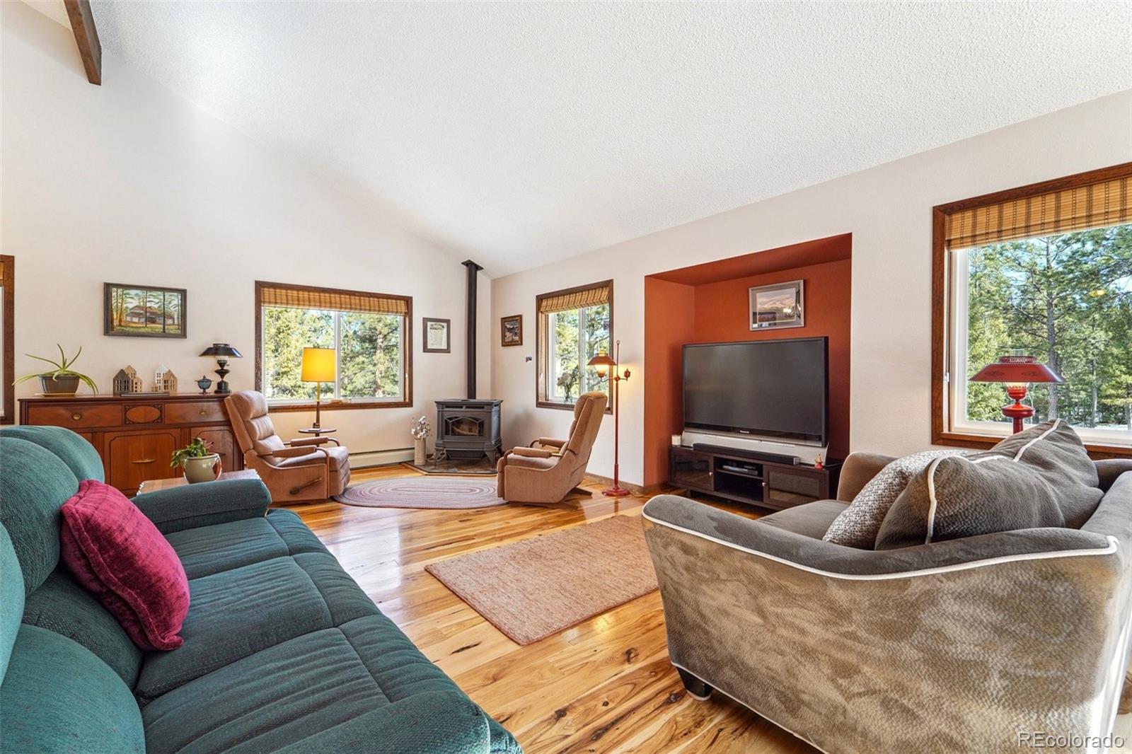 246 Tapadero Road Bailey, CO 80421 - Photo 6 of 50 a living room with furniture and a flat screen tv