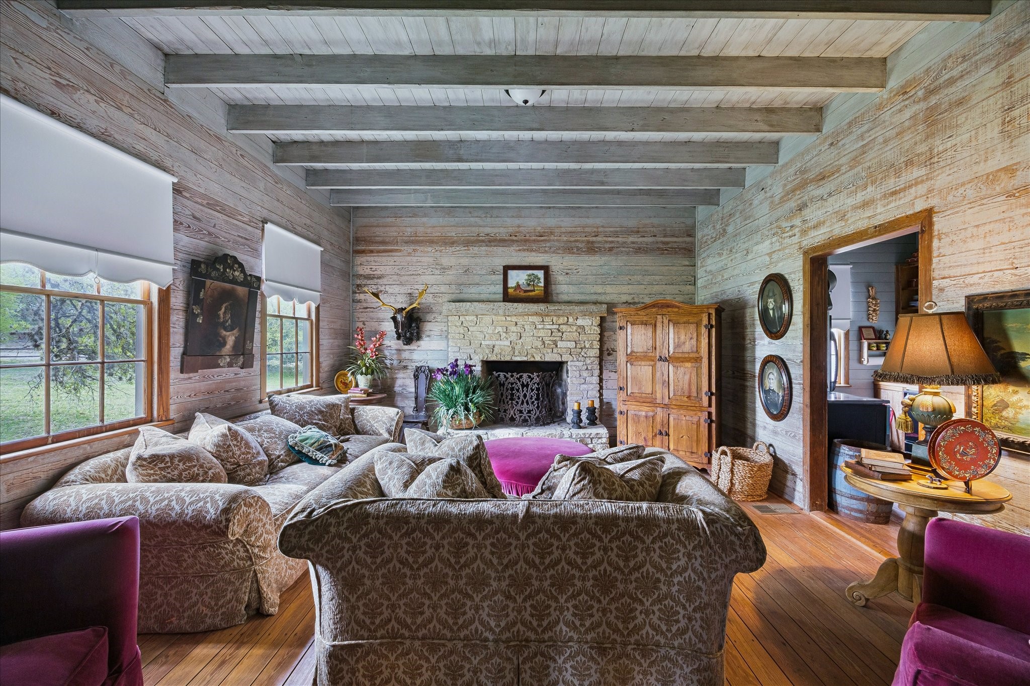 207 Bauer Rummel Round Top, TX 78954 - Photo 7 of 21 Living Room (17x15) with stone wood burning fireplace.