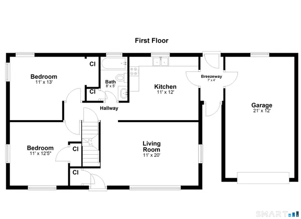 an empty room with windows and furniture