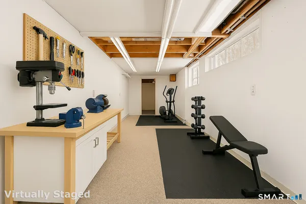 a view of a room with gym equipment