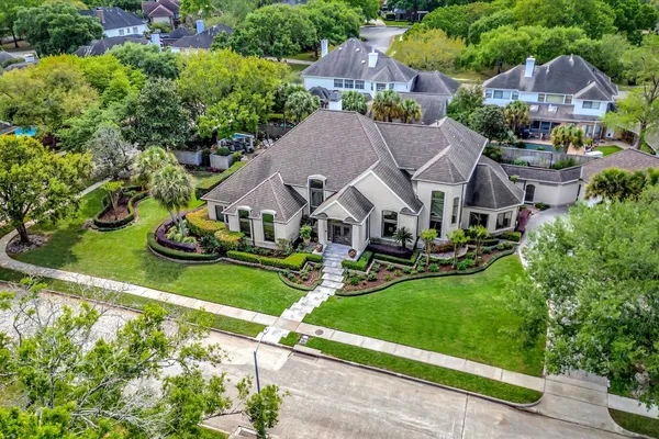 an aerial view of a house
