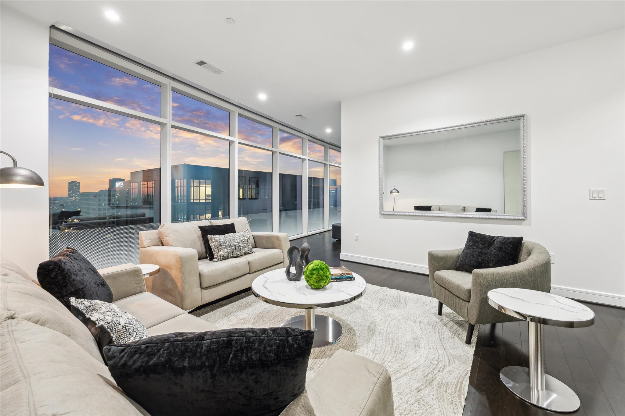 4521 San Felipe Street, Unit 23045 Houston, TX 77027 - Photo 20 of 25 The back part of this property has a game room with floor to ceiling windows, access to a second balcony. The game room is flanked by two secondary en-suite bedrooms.