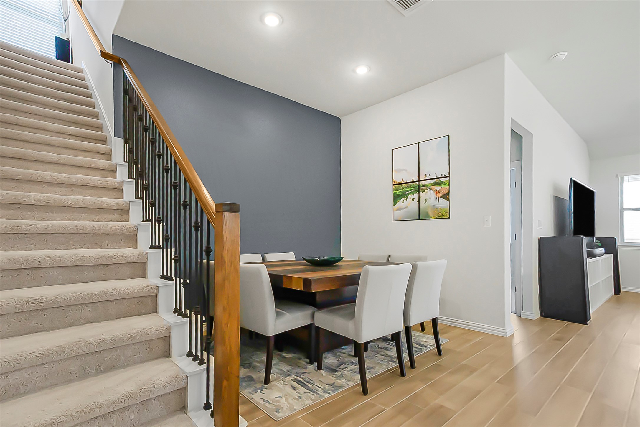 1016 Calendula Trail Georgetown, TX 78628 - Photo 7 of 40 Dining room with light wood-style floors and recessed lighting