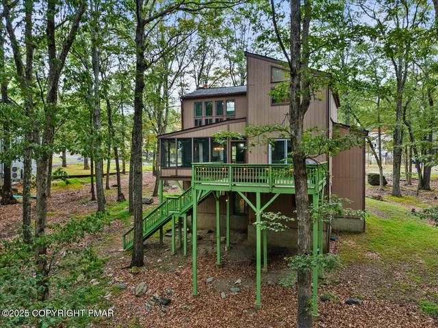 an aerial view of a house