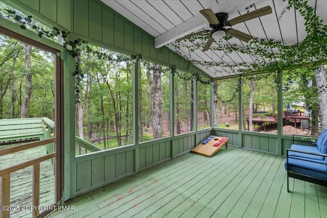 a outdoor view with a sitting space