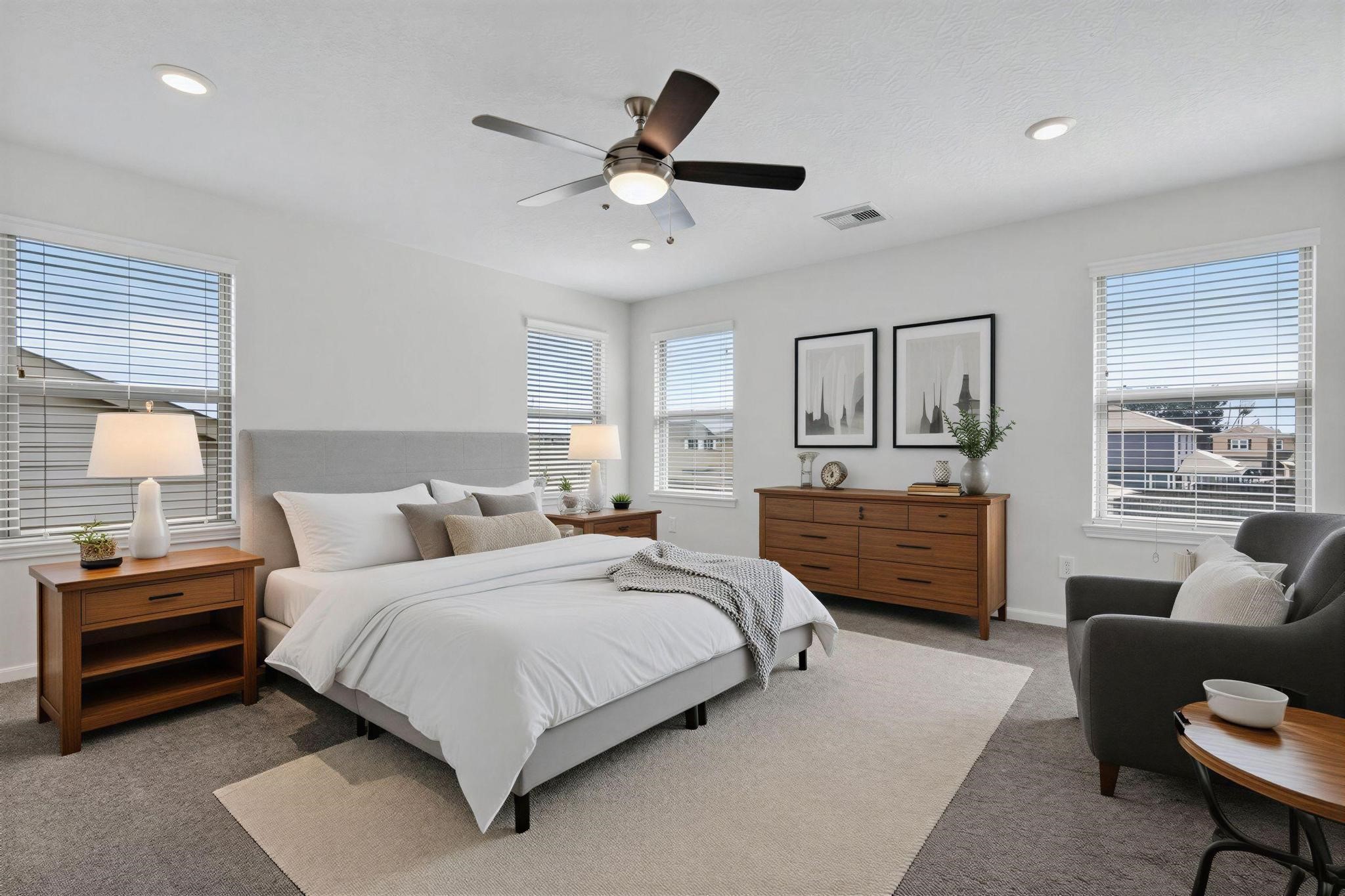 3322 Nila Creek Dr Spring Spring, TX 77373 - Photo 17 of 36 Staged primary bedroom concept illustrating the generous space and natural light.