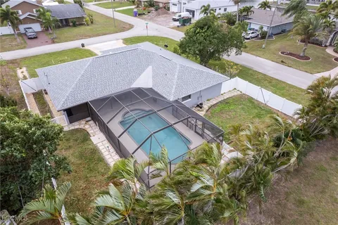 an aerial view of a house