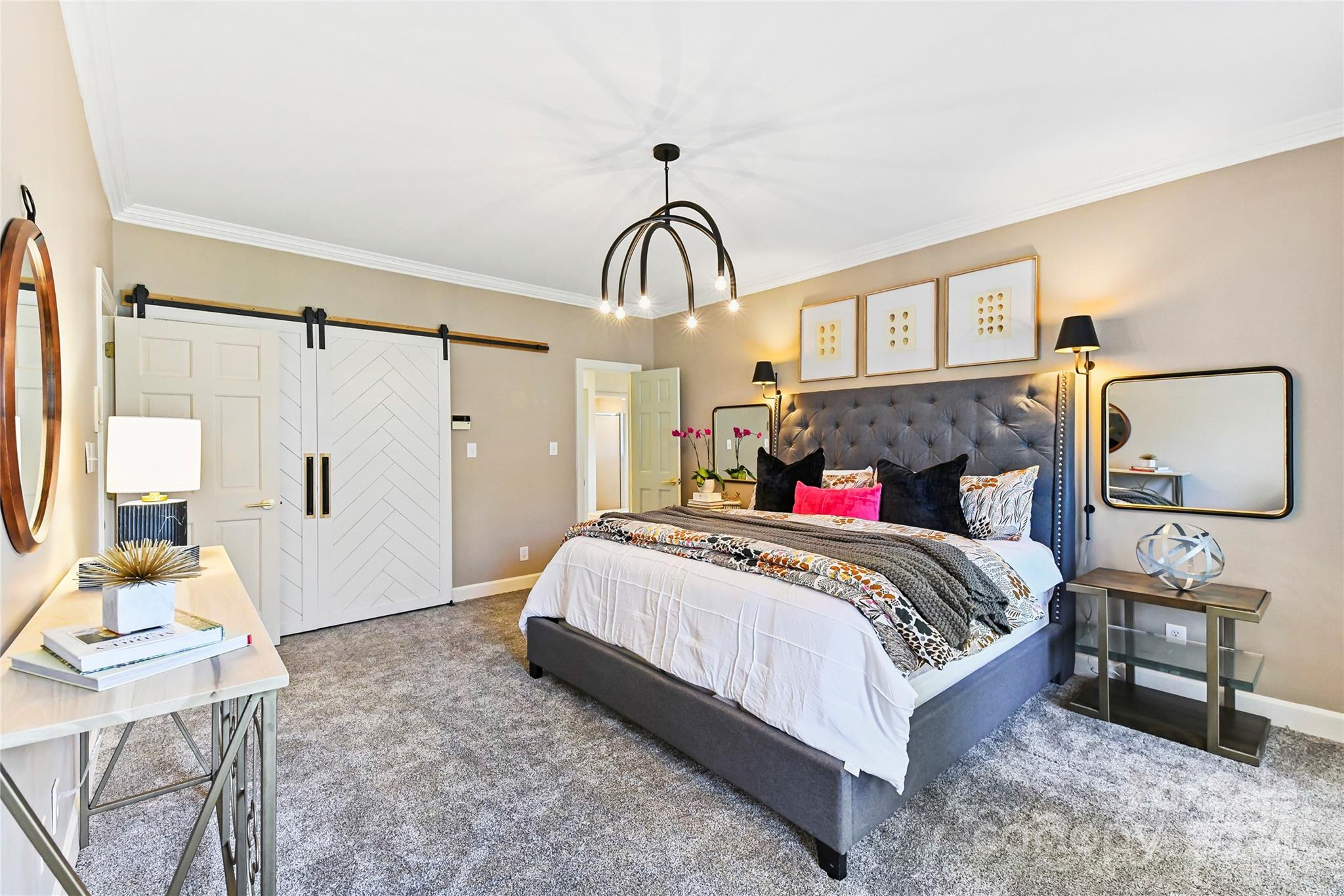 3023 High Ridge Road Charlotte, NC 28270 - Photo 19 of 48 a bedroom with a bed and a mirror