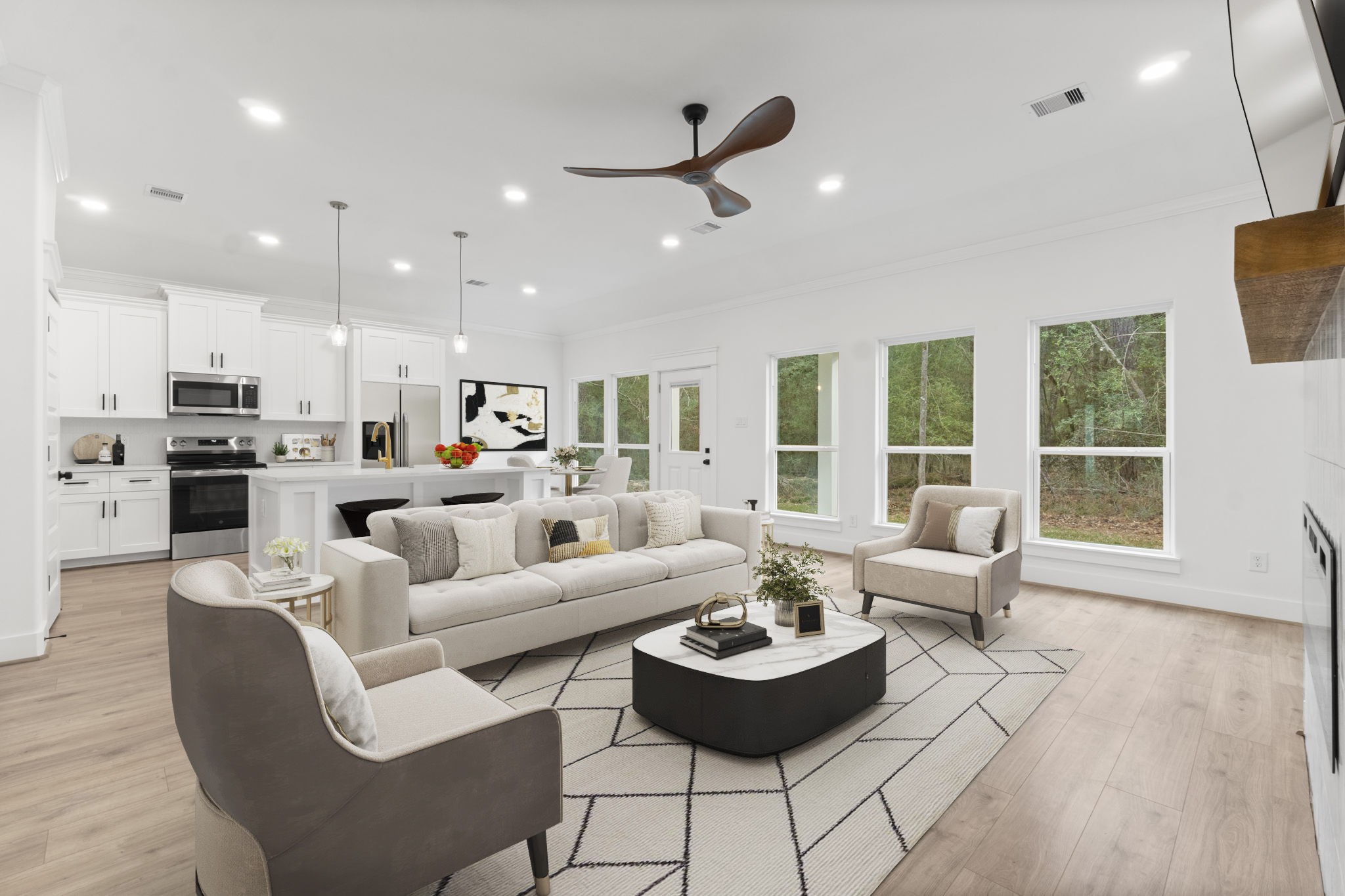 241 Clear Springs Trinity, TX 75862 - Photo 7 of 46 a living room with furniture kitchen view and a large window