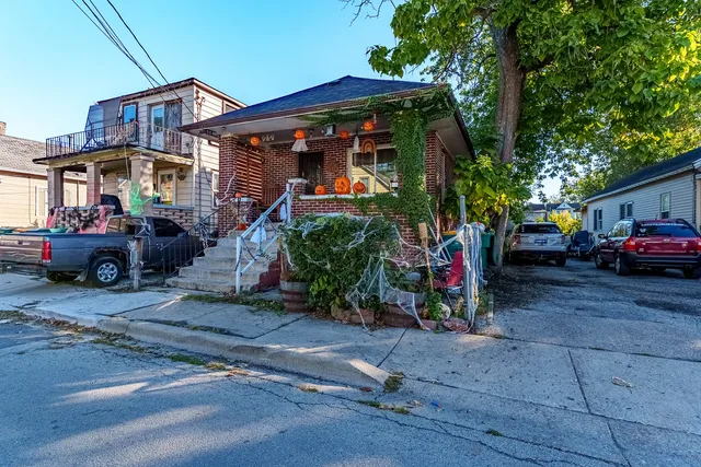 a view of a car park in front of a building