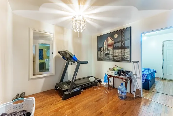 a view of a room with gym equipment