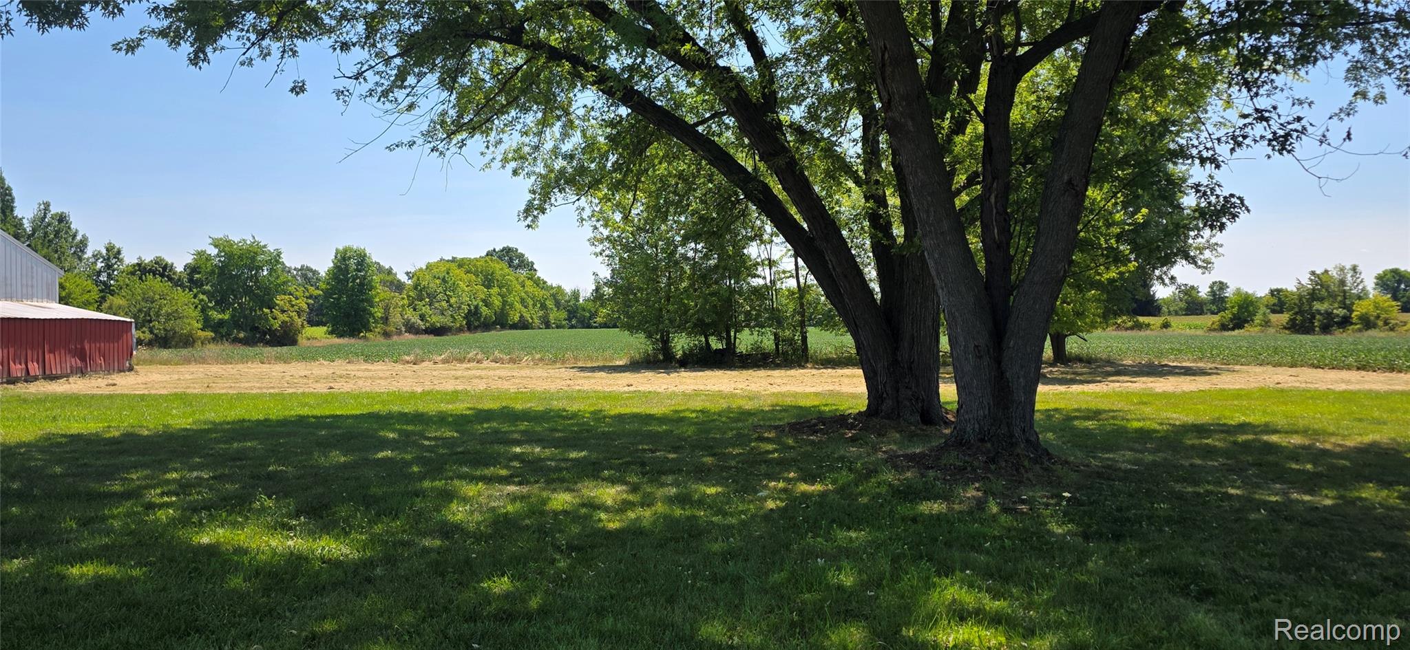 4363 West Dodge Road Clio, MI 48420 - Photo 48 of 52 Expansive green lawn with mature trees and a distant red barn structure