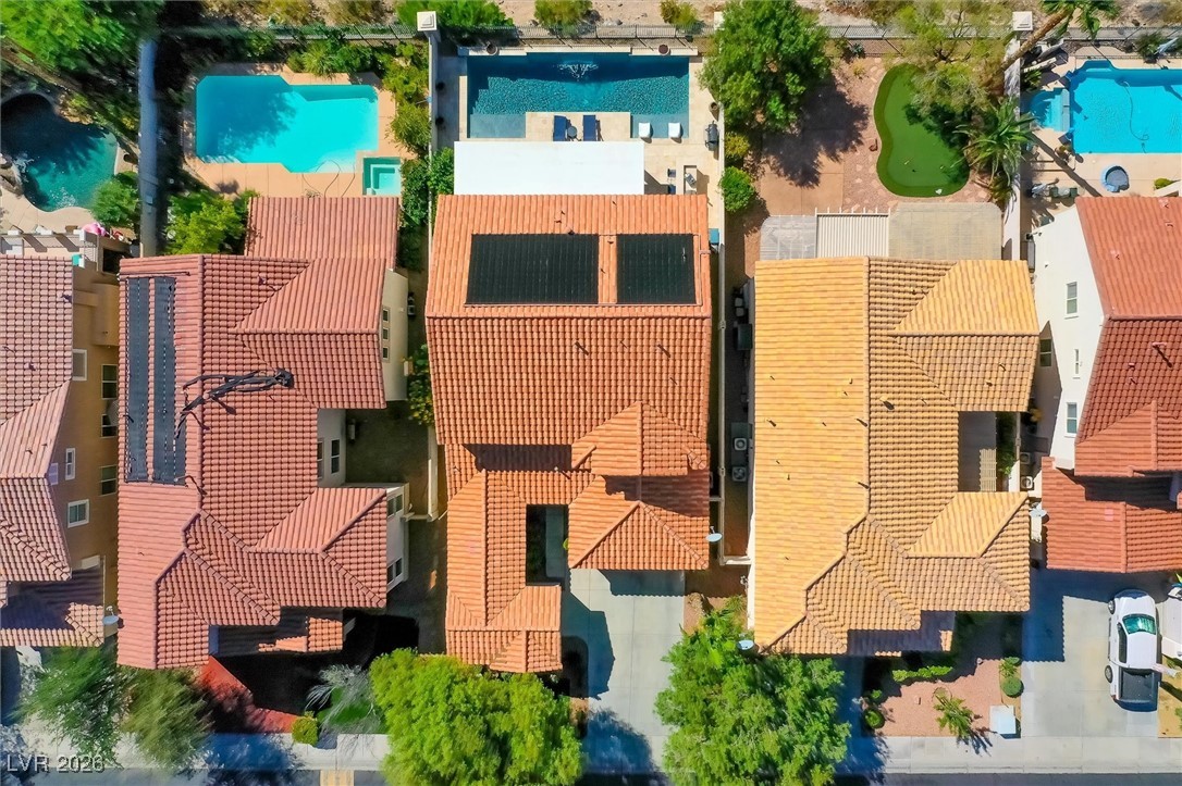 1673 Ravanusa Drive Henderson, NV 89052 - Photo 60 of 66 Aerial view of a pool area
