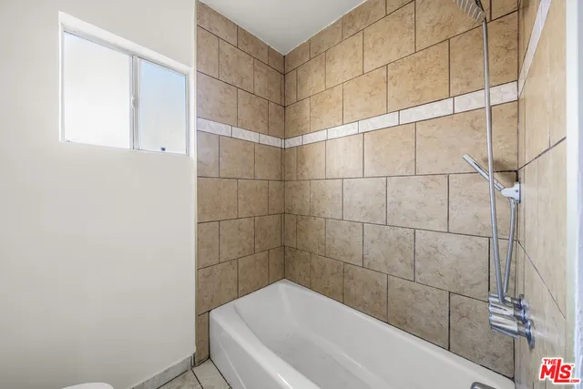 a bathroom with a bathtub