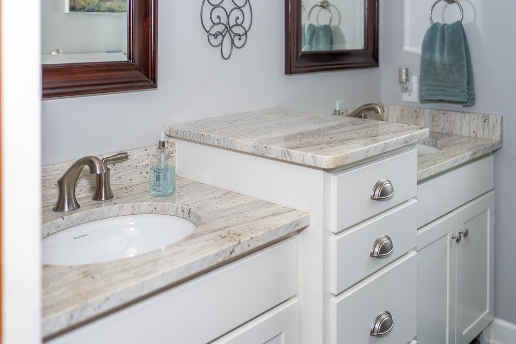 205 Cattle Scales Road Waynesboro, VA 22980 - Photo 52 of 75 a bathroom with a granite countertop sink and a mirror