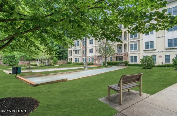 a view of a building with a bench and bench