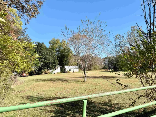a view of a yard with trees