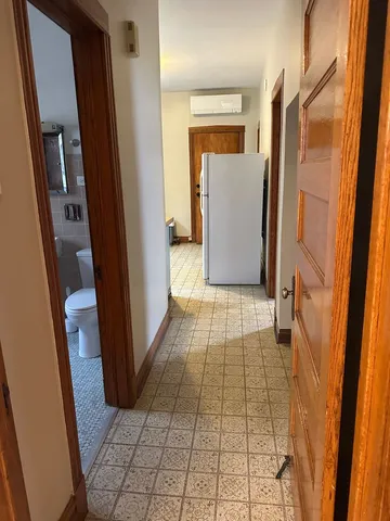 a bathroom with a sink and mirror