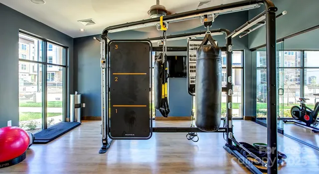 a view of a room with gym equipment