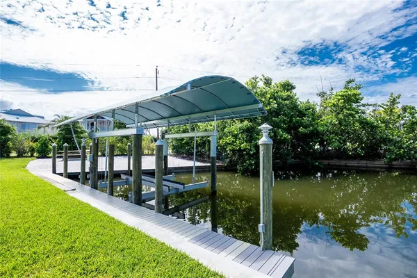 a view of a garden with a slide